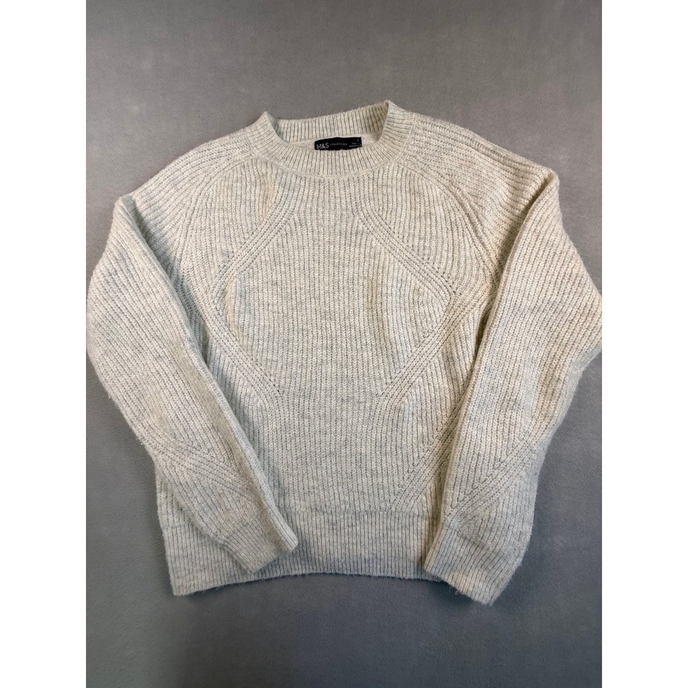M&S Cream Chunky Knit Sweater Womens L Quiet Luxury Old Money Scandi